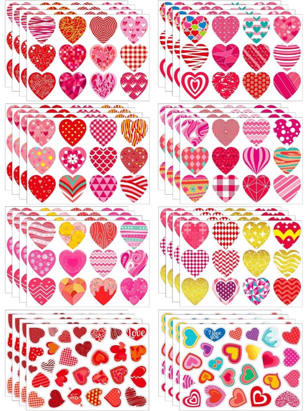 496 PCS Valentines Stickers, Cute Heart Stickers, Valentines Day Sticker for Kid